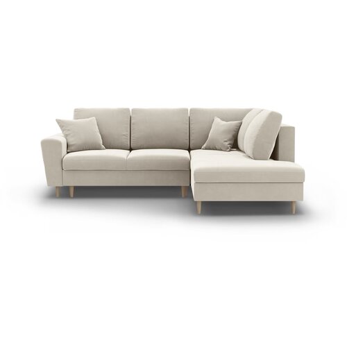 Cosmopolitan Design Bež baršunasti sklopiva/s prostorom za odlaganje kutna garnitura (s desnim kutom/u obliku slova L) Kyoto – Cijene