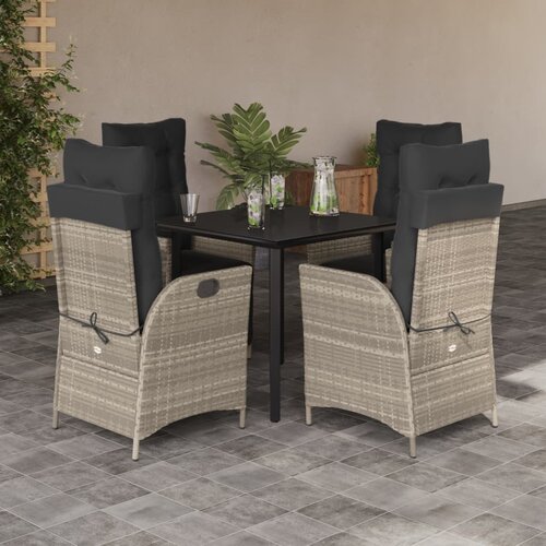  5-dijelni vrtni blagovaonski set od poliratana s jastucima sivi Siva 80 x 80 x 74 cm Cene