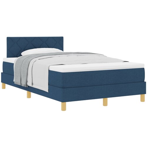 VidaXL Box Spring Krevet s Madracem Plavi 120x200 cm Tkanina Slike