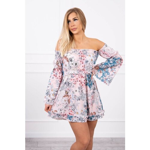 Kesi Floral dress on the shoulders powder pink Cijene