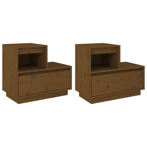 Maison Chic Dvo delni komplet Nočne omarice - Nočne mize medeno rjava 60x34x51 cm trdna borovina, (21686996) Cene
