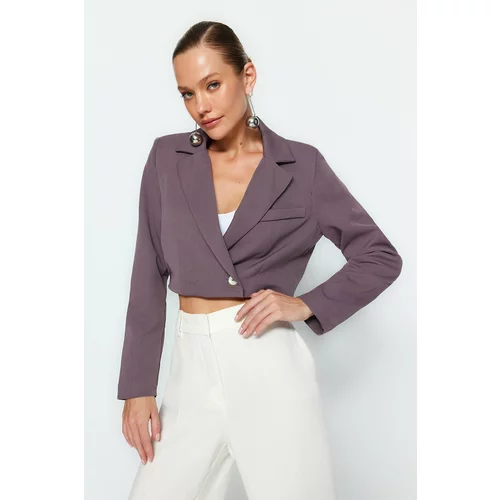 Trendyol Gray Crop Jacket With Woven Lining