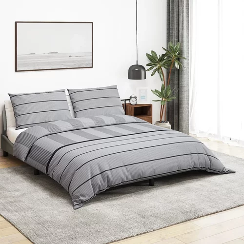  Set posteljine za poplun sivi 260x220 cm pamučni