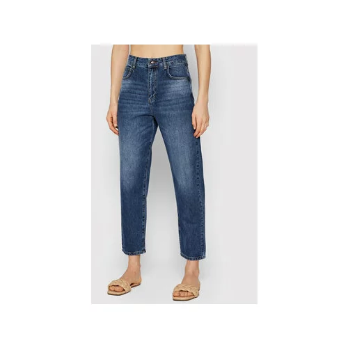 Sisley Jeans hlače 4ZOLLE003 Mornarsko modra Mom Fit