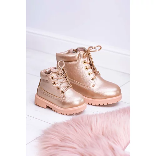 Kesi Kids Trappers Boots Gold Pink Dexter