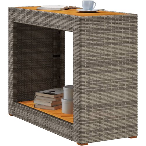  Vrtni bočni stolić s drvenom pločom sivi 100x40x75 cm poliratan Slike