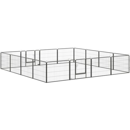 HOMCOM Igralni ograja za hi&amp;scaron;ne ljubljenčke 16 panelov 80x60x1,5 cm siva, (5000234045) Slike