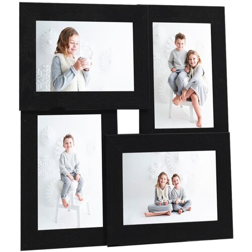 VidaXL Okvir za 4 fotografije (10 x 15 cm) crni MDF Slike