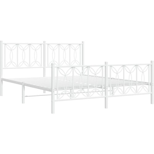 vidaXL Kovinski posteljni okvir z vzglavjem in vznožjem bel 150x200 cm, (21251326) Cene