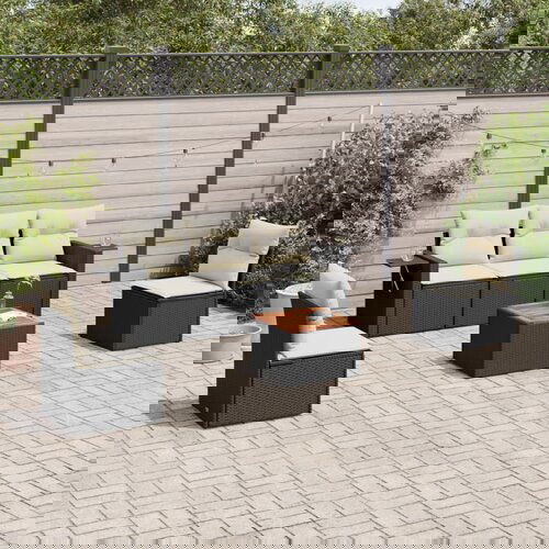 VidaXL 6-dijelni set vrtnih sofa s jastucima crni od poliratana Slike