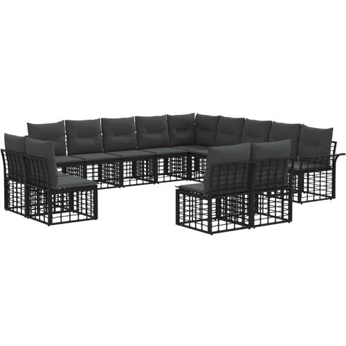  Set vanjskih sofa s jastukom 13 pcs Crna i tamno siva Poliester Cijene