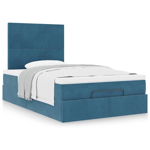 vidaXL Otomanski posteljni okvir z vzmetnicami moder 120x190cm žamet Cene