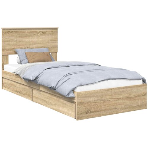 vidaXL Postelja s shranjevanjem z vzglavjem Sonoma hrast 90 x 200 cm, (5000105922) Cene