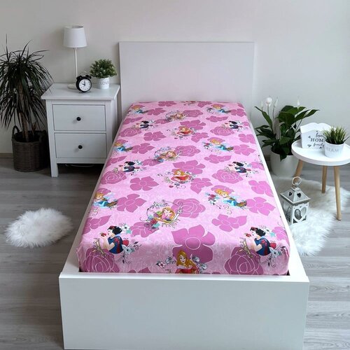 Jerry Fabrics Ružičasta pamučna dječja plahta s gumom 90x200 cm The Pincesses &amp;quot;Pink&amp;quot; &amp;ndash; Slike