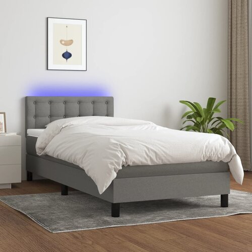  box spring s madracem LED tamnosivi 80 x 200 cm tkanina Cene