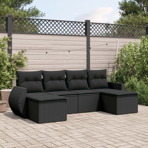 vidaXL 6-dijelni set vrtnih sofa s jastucima crni od poliratana Cijene
