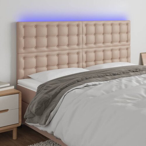  LED uzglavlje boja cappuccina 160x5x118/128cm od umjetna koža Slike
