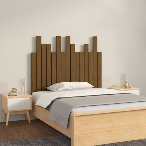  Uzglavlje za krevet boja meda 95,5x3x80 cm masivna borovina Slike