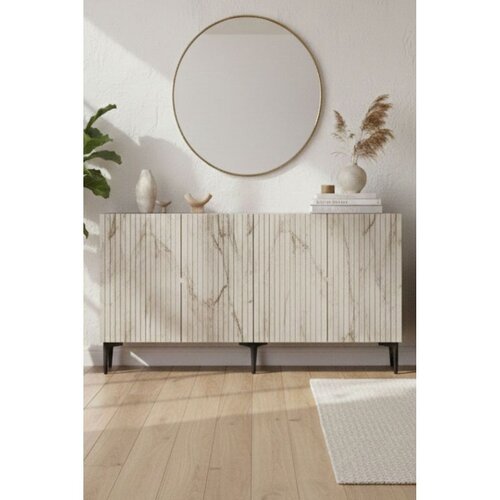Hanah home komoda Zeynep 180, 180 cm, bela / travertin Cene