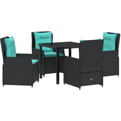 vidaXL Vrtni set za objed 5 pcs Crna Poli ratan Cijene