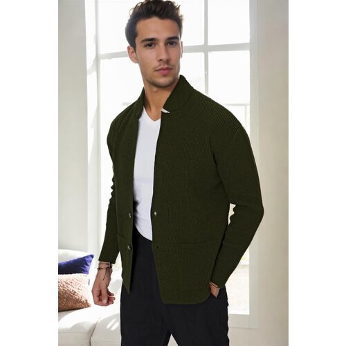 Dewberry 87095 Mens Knitwear Cardigan-Khaki Slike