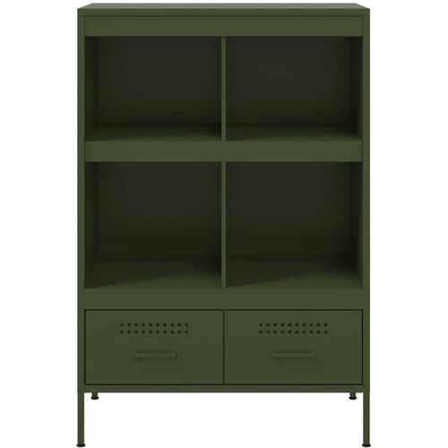  Visoka komoda maslinastozeleni 68x39x101,5 cm od čelika Slike