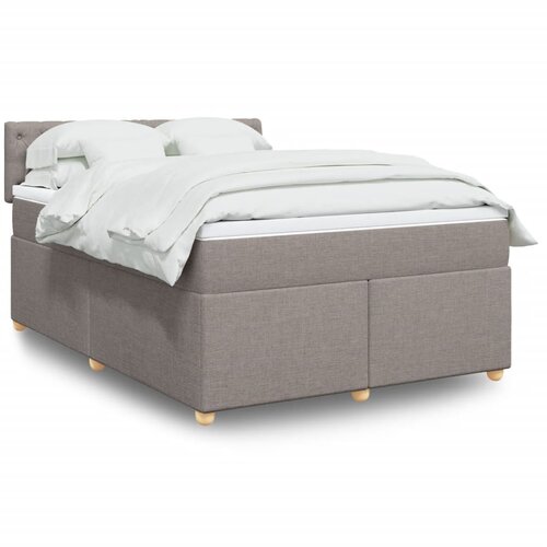 VidaXL Krevet s oprugama i madracem smeđesivi 140x200 cm tkanina Slike