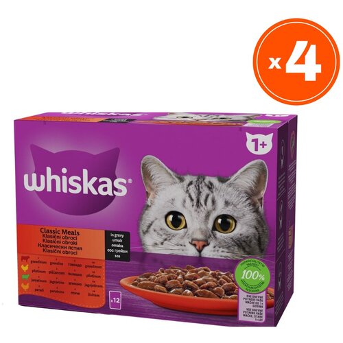 Whiskas Vlažna hrana za mačke, Vi&scaron;e vrsta mesa, 12x85g, 4 pakovanja Cene