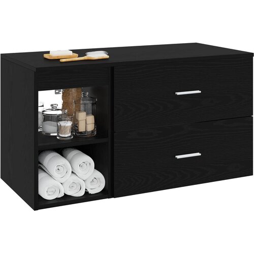 Set namje&amp;scaron;taja za kupaonicu 2 kom. Crni hrast Konstruirano drvo Crna 62,5 x 44,5 x 50 cm Slike