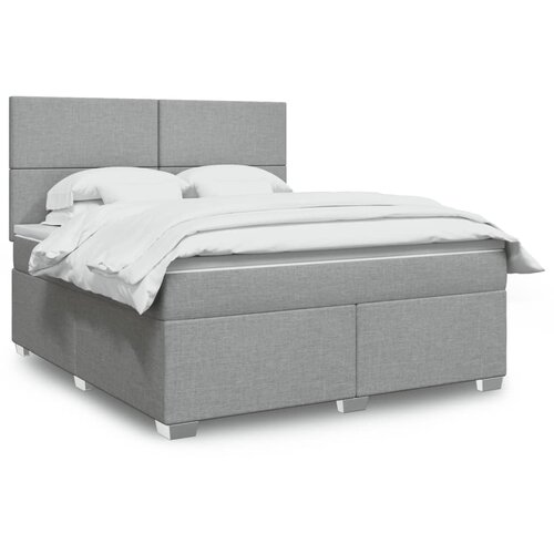 vidaXL Box spring postelja z vzmetnico svetlo siva 180x200 cm blago Cene