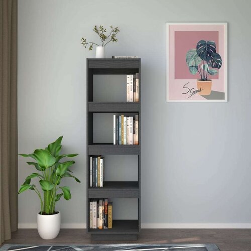 VidaXL knjižna omara za razdelitev prostora siva 40x35x135 cm borovina Slike