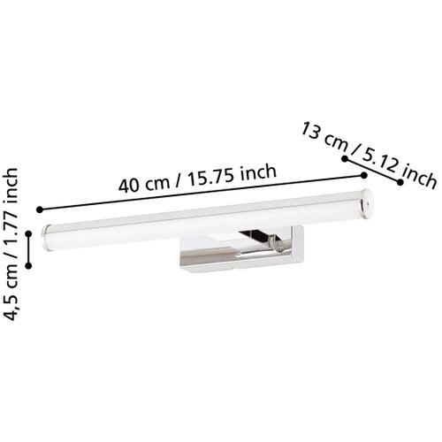 Eglo vadumi zidna/1, led, 7,4w, 900lm,d400, ip44, krom/bijela Cene