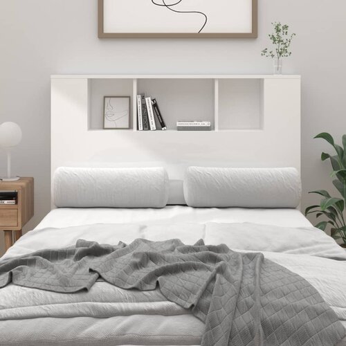 vidaXL vzglavna omarica visok sijaj bela 120x18,5x104,5 cm Cene