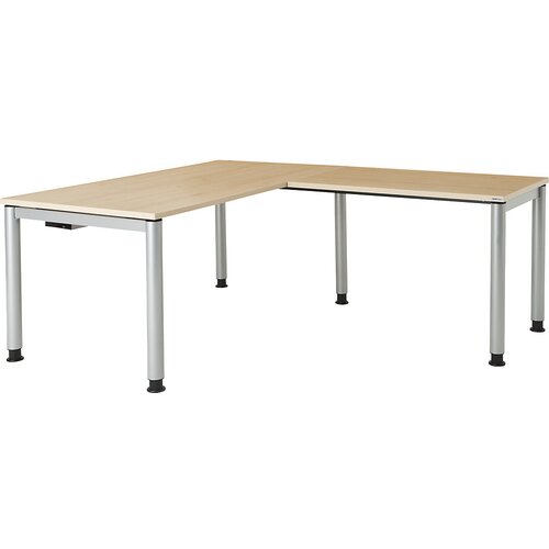 mauser Pisalna miza, s priklučkom, noge iz okrogle cevi, VxŠxG 680 - 760 x 1600 x 800 mm, kotni element na desni strani, plošča v imitaciji javorja, o Cene