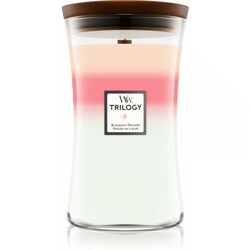 WoodWick Trilogy Blooming Orchard mirisna svijeća 609,5 g