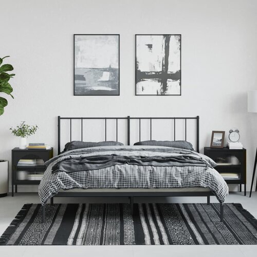 VidaXL Noćni ormarići 2 kom crni 50 x 35 x 60 cm od stakla i čelika Slike