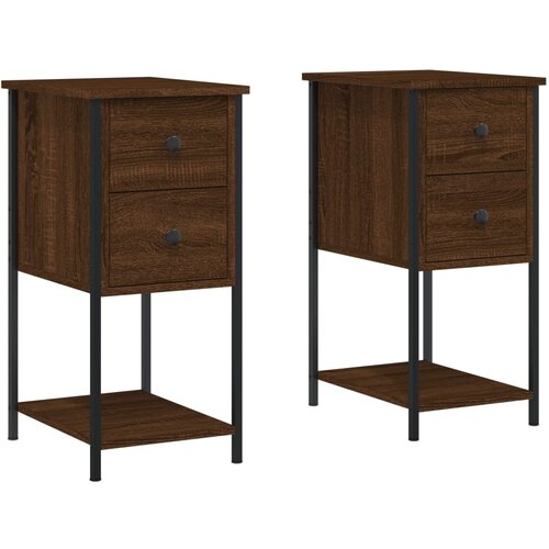 Maison Chic Dvo delni komplet Nočne omarice - Nočne mize rjavi hrast 32x42x70 cm inženirski les, (21688659) Slike