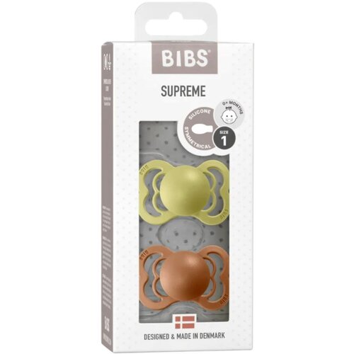 Bibs tolažilna duda - silikon Supreme s simetričnim cucljem 0-6 m 2/1 meadow/earth Cene