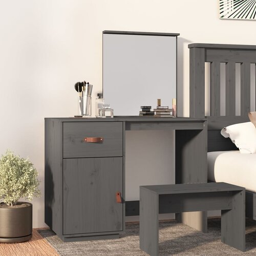 vidaXL Toaletni stolić sivi 95 x 50 x 134 cm od masivne borovine Cijene