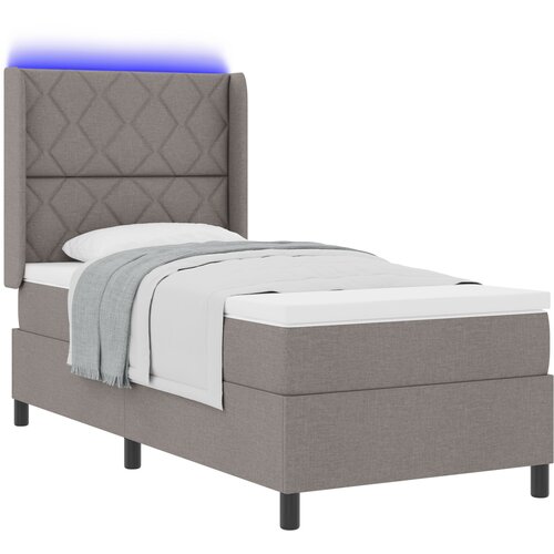 vidaXL Box Spring postelja z vzmetnico in LED Taupe 90x200 cm iz blaga, (22049297) Cene