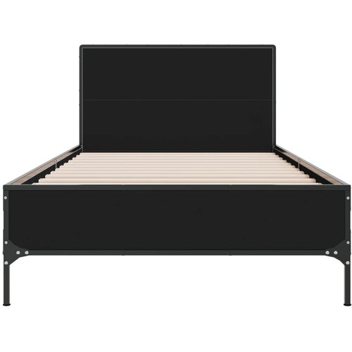  Okvir kreveta crni 90 x 200 cm konstruirano drvo i metal Slike