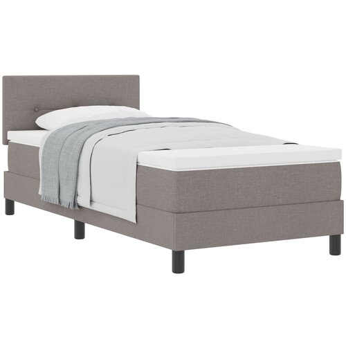 VidaXL krevet s kutijom opruga s madracem taupe 90x200 cm tkanina Slike