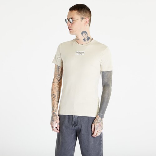 Calvin Klein Majica svetlo bež / črna / bela Slike