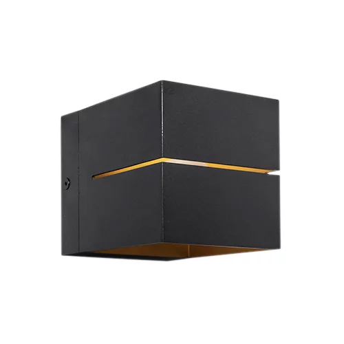 QAZQA Moderen set 4 stenskih svetilk črne barve z zlatimi 2 lučkami - Transfer Groove