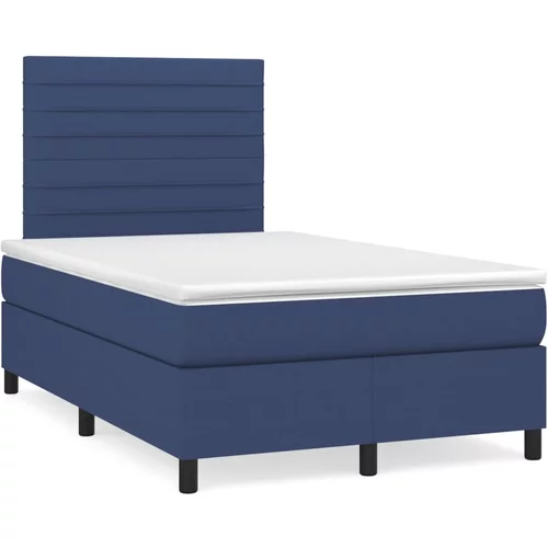 vidaXL Box spring postelja z vzmetnico moder 120x200 cm blago, (20897638)