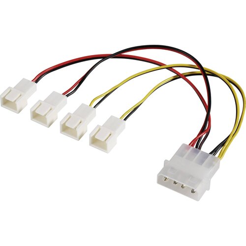 Akasa PC ventilator Y-kabel [4x 3-polni mo&amp;scaron;ki konektor za računalni&amp;scaron;ki ventilator - 1x 4-polni električni mo&amp;scaron;ki konektor IDE] 0.15 m črna, rdeča, rumena Aka, (20410839) Slike