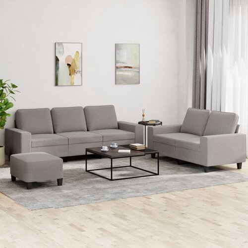  3-dijelni set sofa s jastucima smeđesivi od tkanine Cene