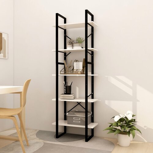  The Living Store 5-nadstropna knjižna omara bela 60x30x175 cm borovina - Knjižna Omara, (21431449) Slike