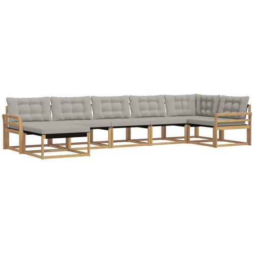  Set vanjskih sofa 7 kom. Bijela i svjetlosiva 408 x 170,5 x 73 cm Slike