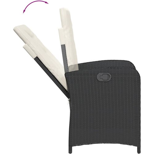  5-dijelni vrtni blagovaonski set s jastucima od poliratana crni Crna 80 cm table length Slike